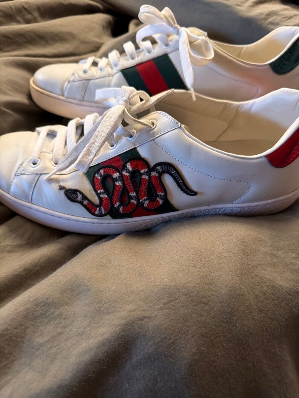 Gucci Ace Embroidered Snake Sneakers — Men's Size 13